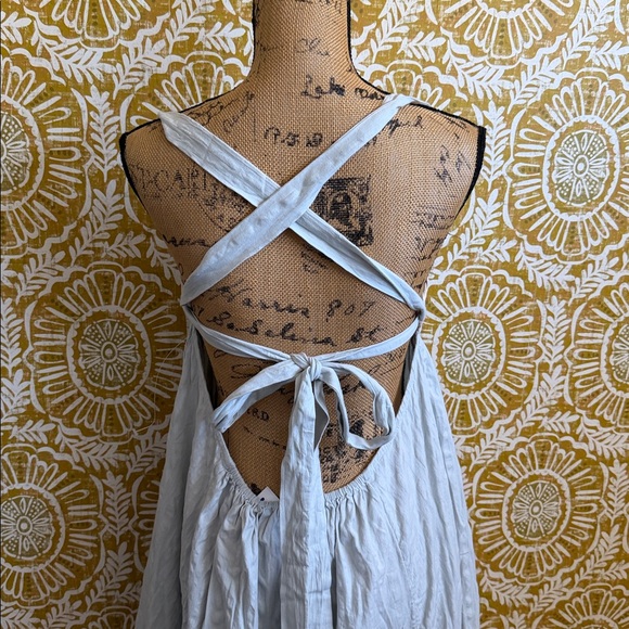 NWOT Free People Poppy Cotton Seersucker Midi Dress in Smoke (Light Blue) Sz M - Picture 10 of 12